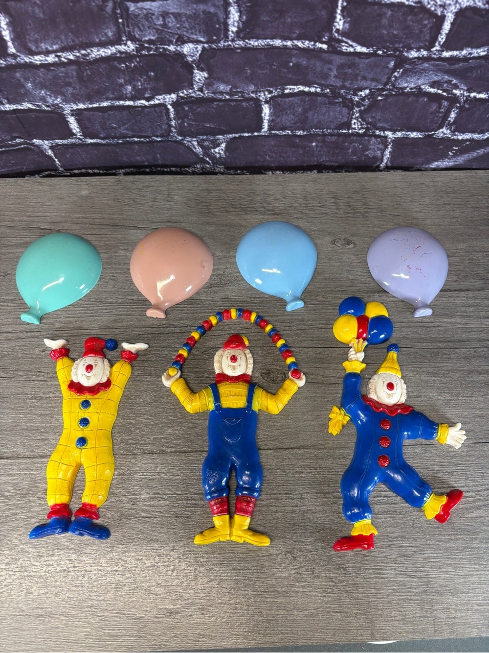 Vintage Circus Clown And Balloons Wall Hangers